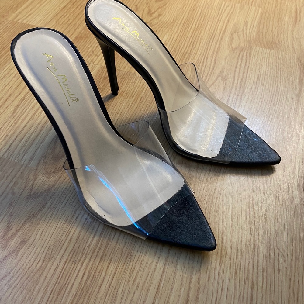 Pointy toe perplex heels mules